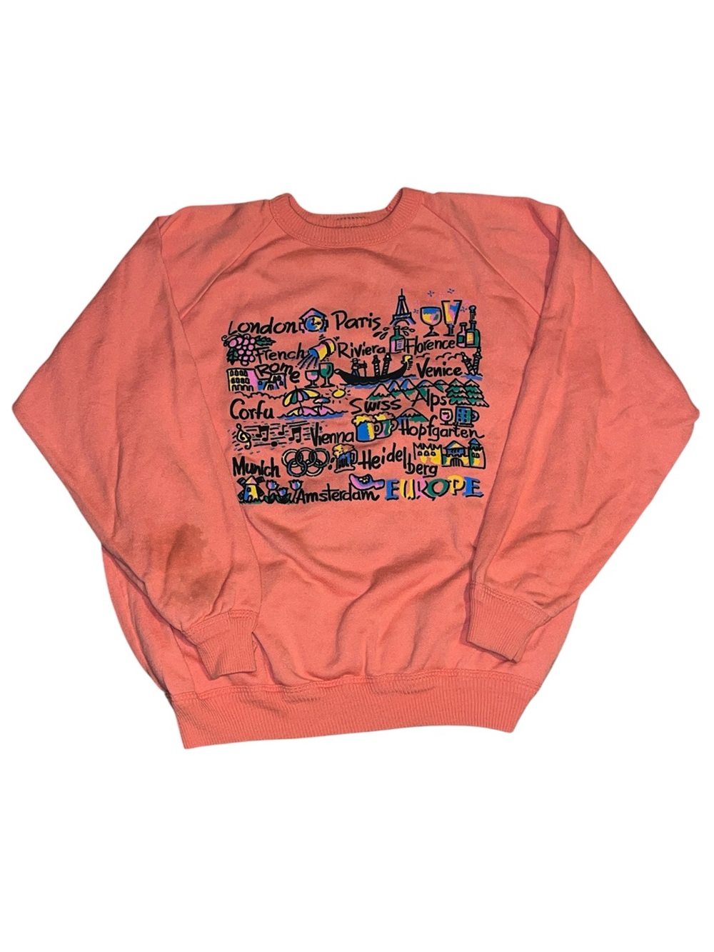 Vintage Paris London crewneck destination sweatshirt orange XL